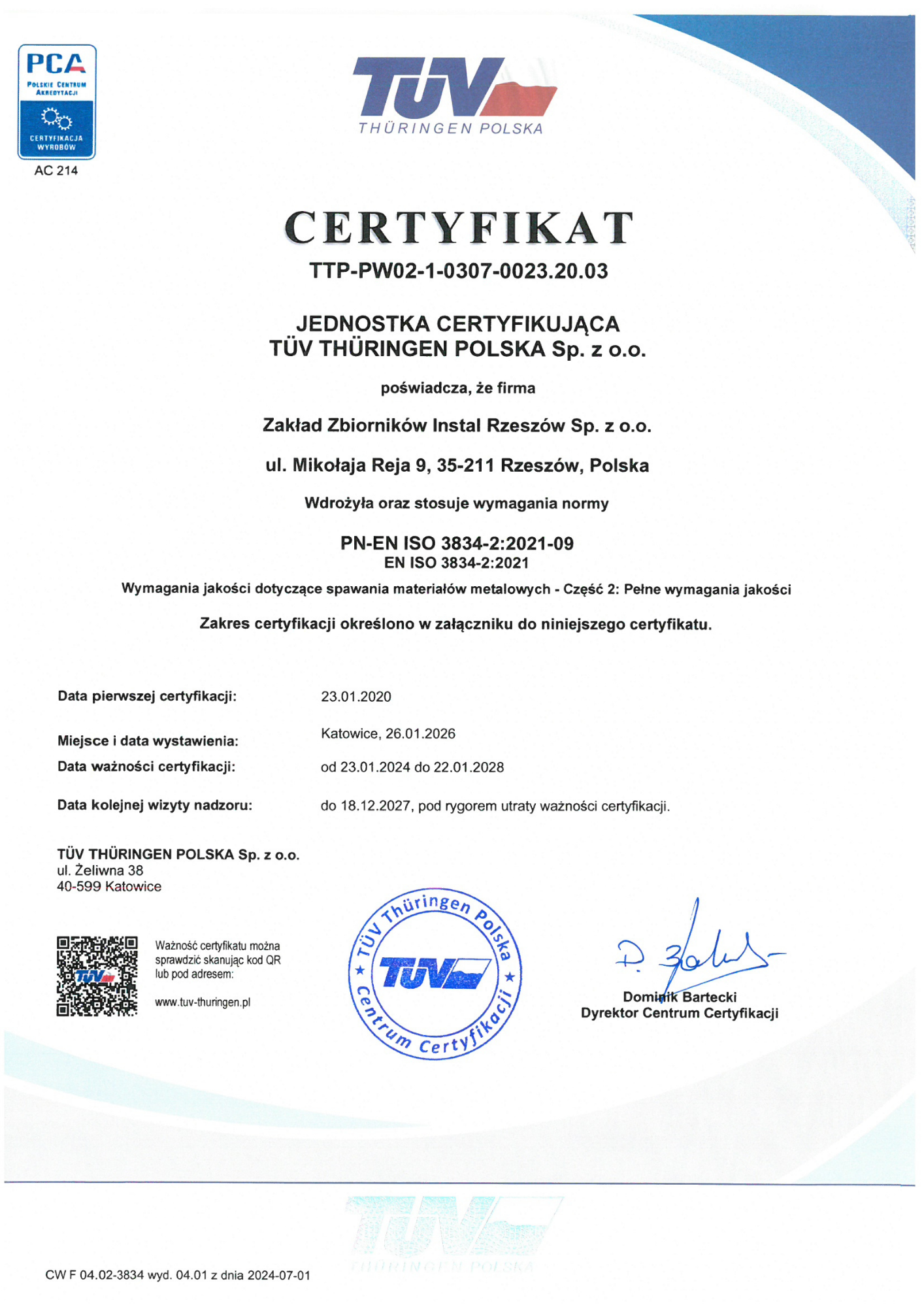 Certyfikat 3834.pdf Certyfikat EN 1090 en