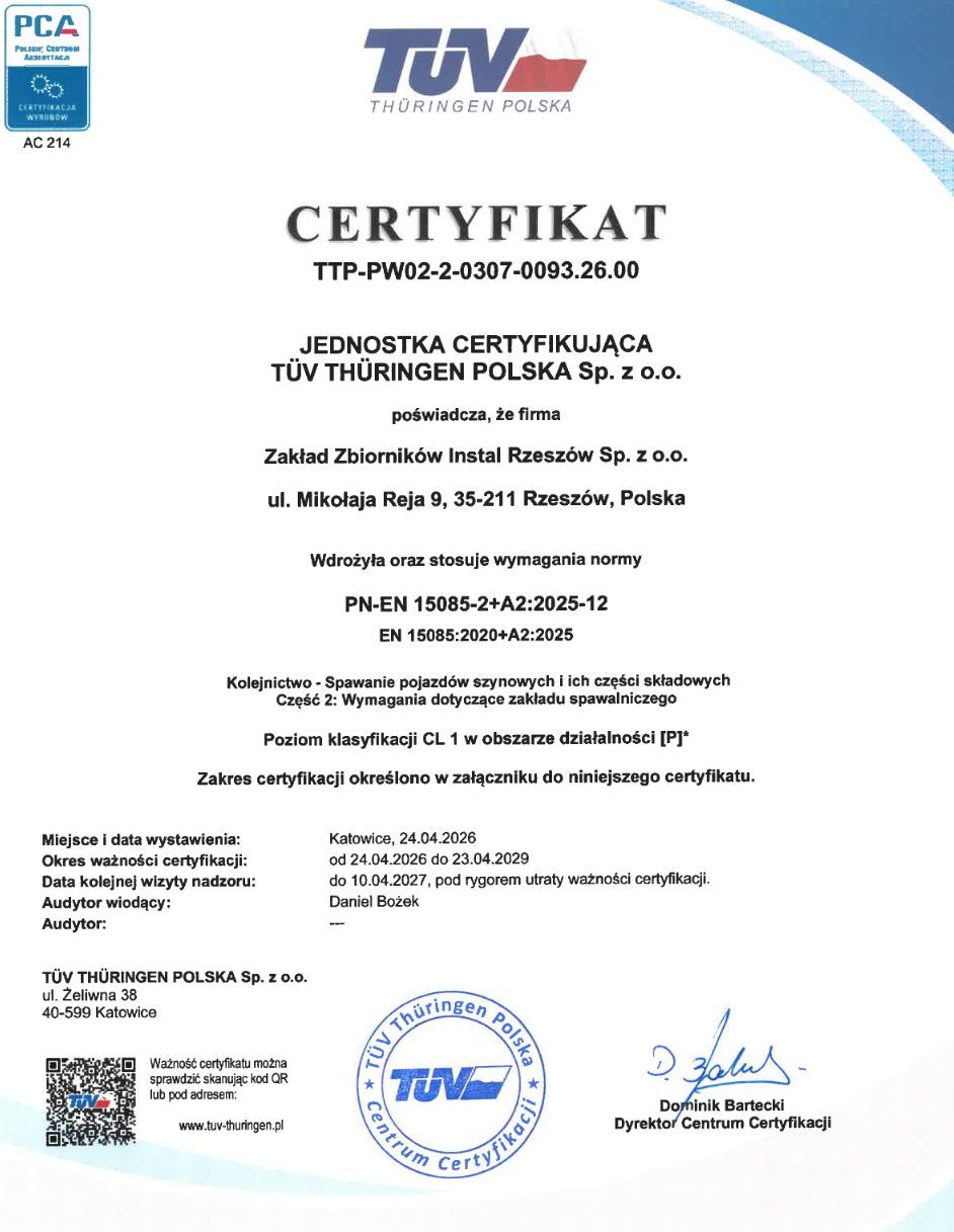 Certyfikat EN 1090 pl